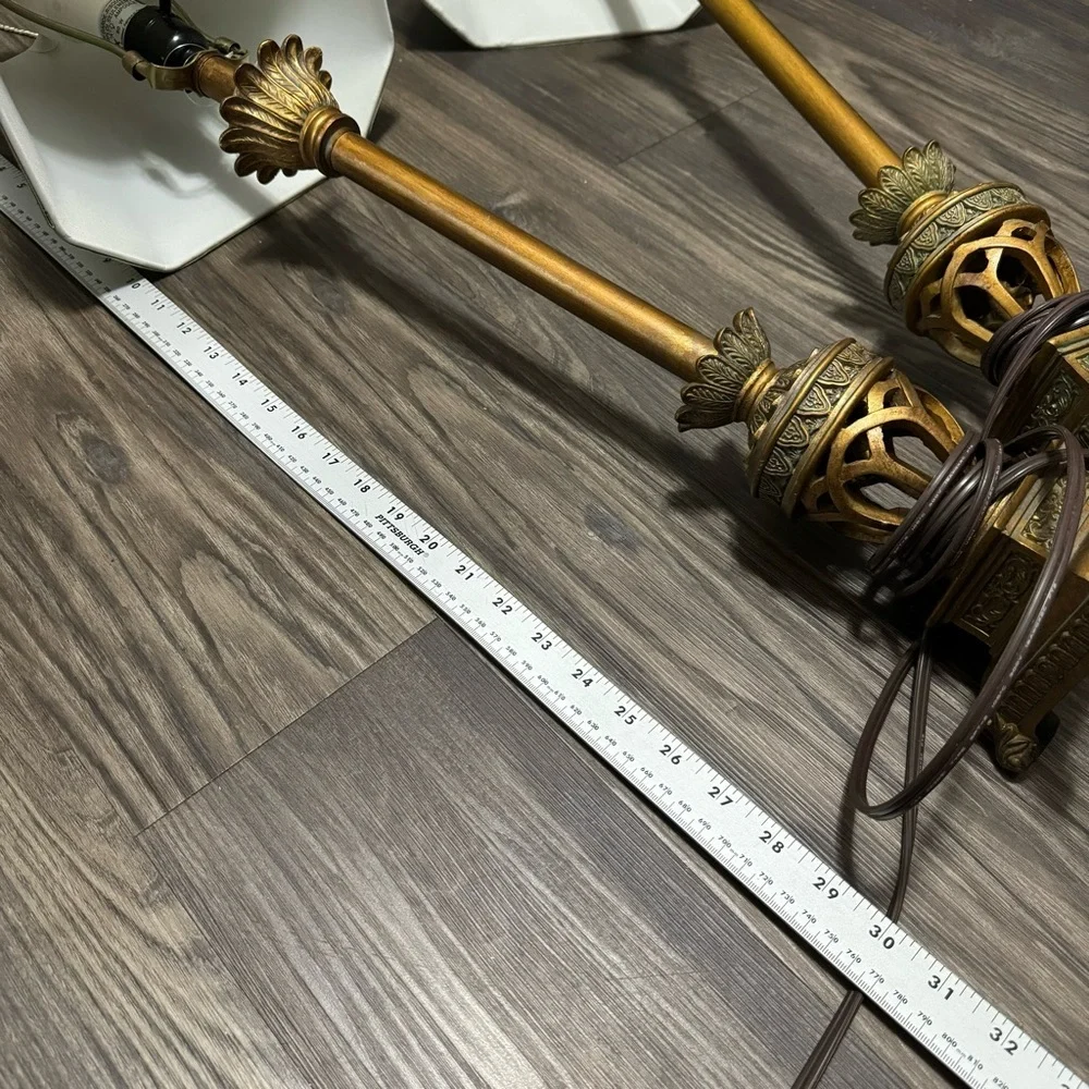 Vintage Elegant Gold and Cream Table Lamps